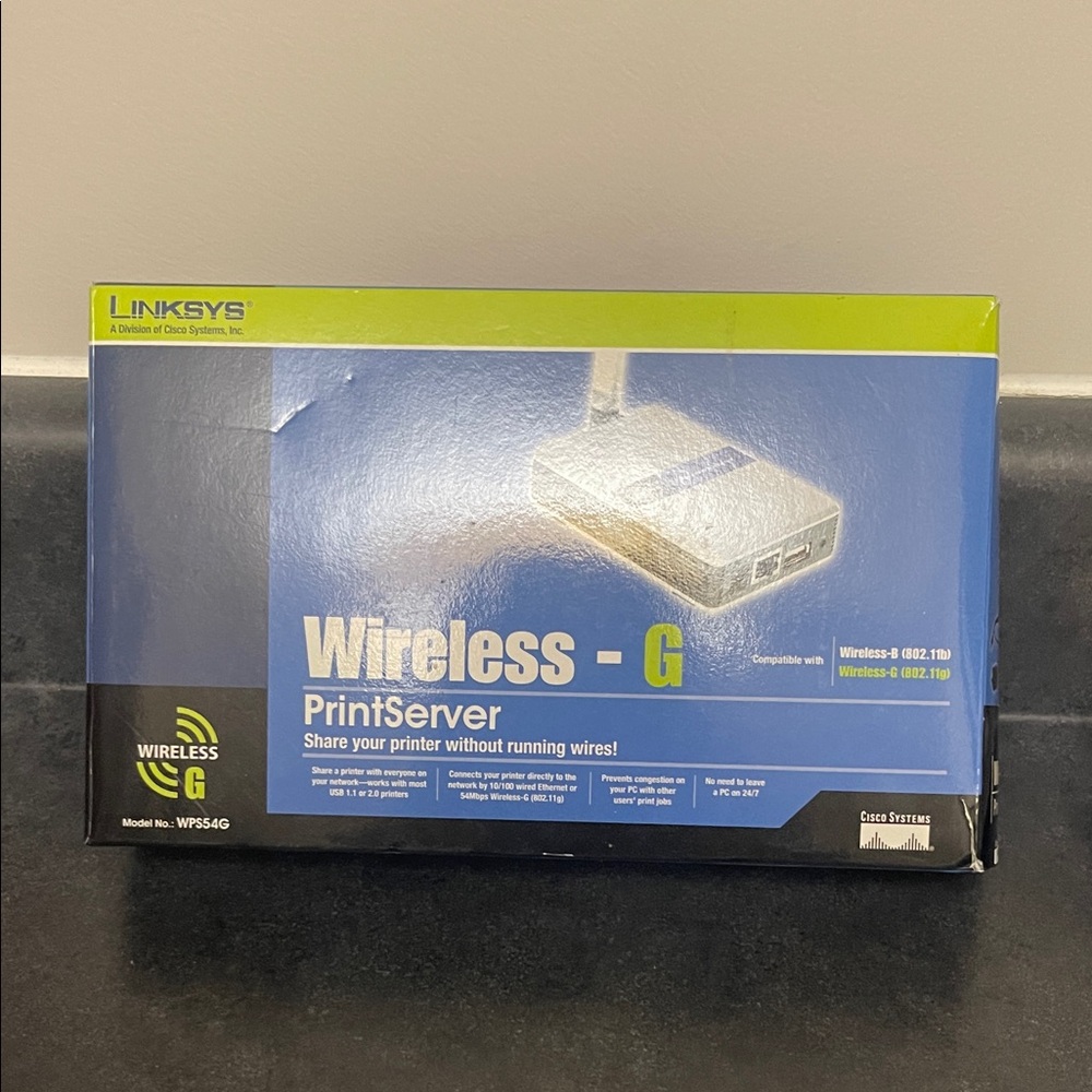 Linksys Wireless-G PrintServer - Blue and Green